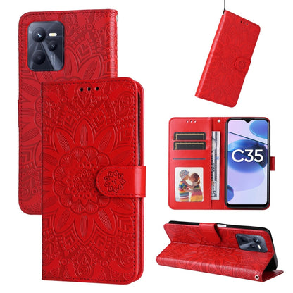 Embossed Sunflower Leather Phone Case, For OPPO Realme C21 / C21Y, For OPPO Realme C31, For OPPO Realme C35 4G / Narzo 50A Prime, For OPPO Realme GT Neo2
