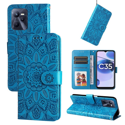 Embossed Sunflower Leather Phone Case, For OPPO Realme C21 / C21Y, For OPPO Realme C31, For OPPO Realme C35 4G / Narzo 50A Prime, For OPPO Realme GT Neo2