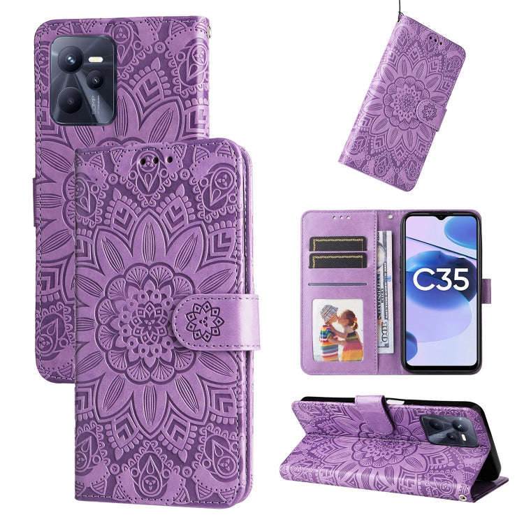 Embossed Sunflower Leather Phone Case, For OPPO Realme C21 / C21Y, For OPPO Realme C31, For OPPO Realme C35 4G / Narzo 50A Prime, For OPPO Realme GT Neo2
