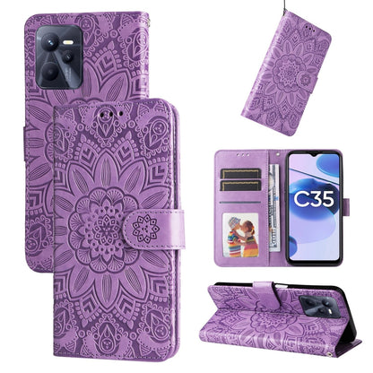 Embossed Sunflower Leather Phone Case, For OPPO Realme C21 / C21Y, For OPPO Realme C31, For OPPO Realme C35 4G / Narzo 50A Prime, For OPPO Realme GT Neo2