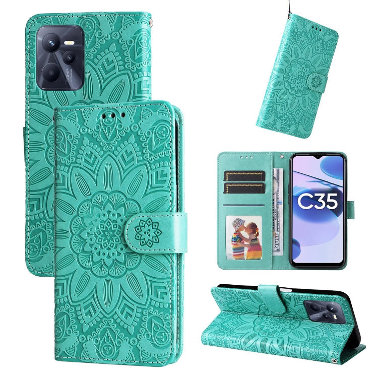 Embossed Sunflower Leather Phone Case, For OPPO Realme C21 / C21Y, For OPPO Realme C31, For OPPO Realme C35 4G / Narzo 50A Prime, For OPPO Realme GT Neo2