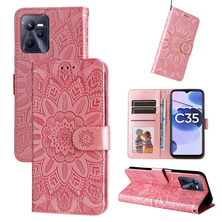 Embossed Sunflower Leather Phone Case, For OPPO Realme C21 / C21Y, For OPPO Realme C31, For OPPO Realme C35 4G / Narzo 50A Prime, For OPPO Realme GT Neo2