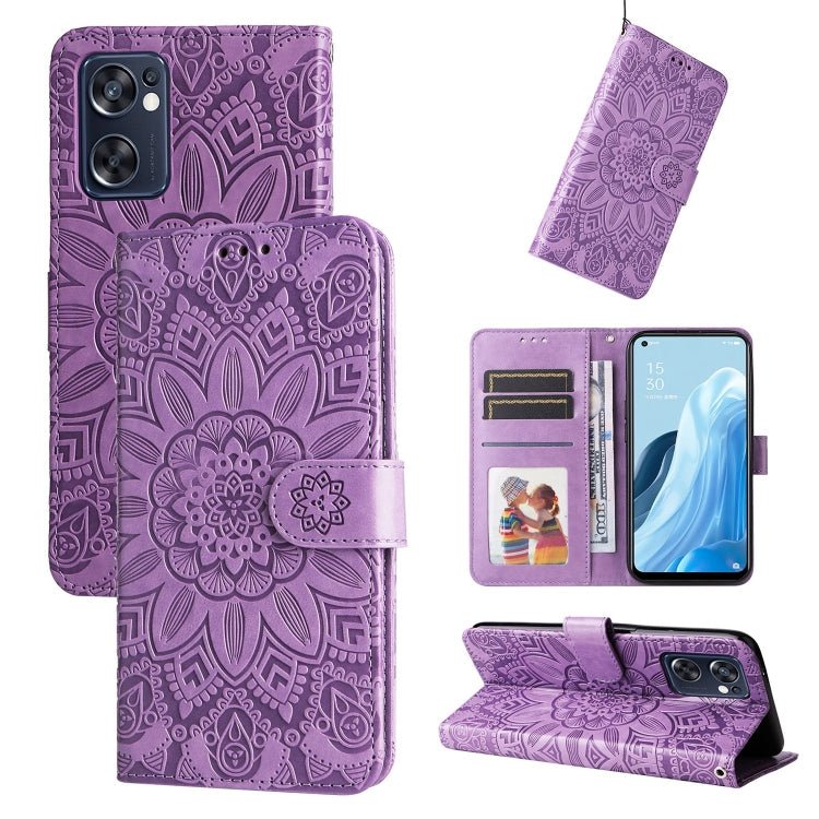 Embossed Sunflower Leather Phone Case, For OPPO Reno7 SE, For OPPO Reno7 Z / OnePlus Nord N20 5G, For OPPO Realme 9 Pro+