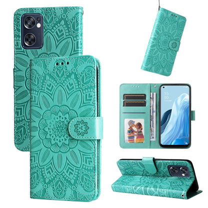 Embossed Sunflower Leather Phone Case, For OPPO Reno7 SE, For OPPO Reno7 Z / OnePlus Nord N20 5G, For OPPO Realme 9 Pro+