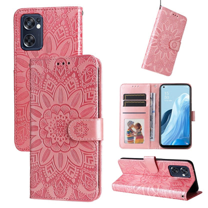 Embossed Sunflower Leather Phone Case, For OPPO Reno7 SE, For OPPO Reno7 Z / OnePlus Nord N20 5G, For OPPO Realme 9 Pro+