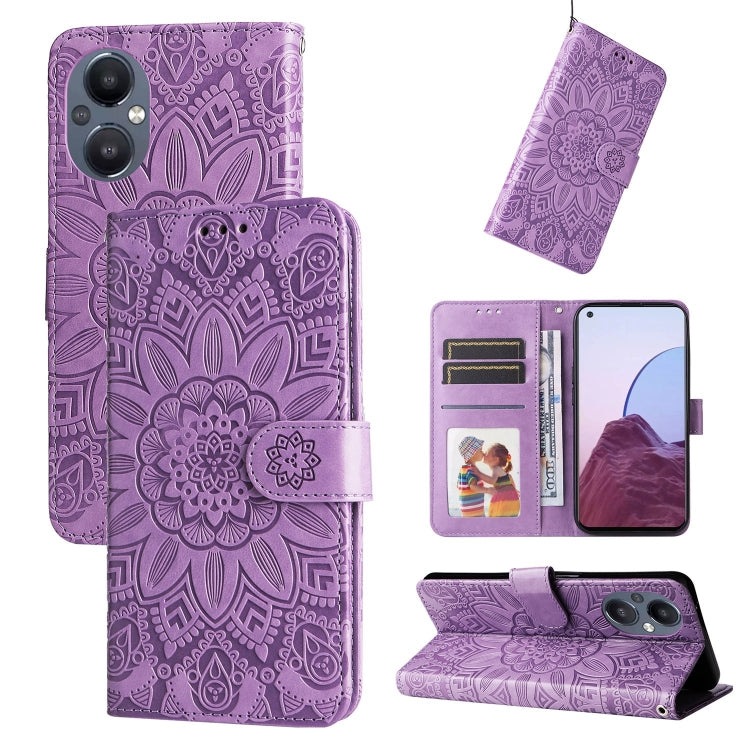 Embossed Sunflower Leather Phone Case, For OPPO Reno7 SE, For OPPO Reno7 Z / OnePlus Nord N20 5G, For OPPO Realme 9 Pro+
