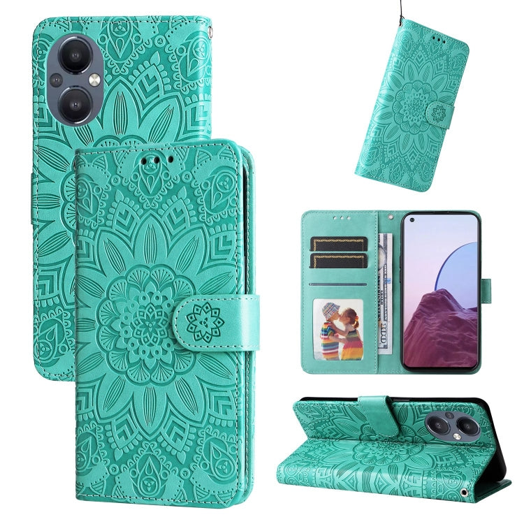 Embossed Sunflower Leather Phone Case, For OPPO Reno7 SE, For OPPO Reno7 Z / OnePlus Nord N20 5G, For OPPO Realme 9 Pro+