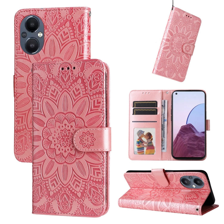 Embossed Sunflower Leather Phone Case, For OPPO Reno7 SE, For OPPO Reno7 Z / OnePlus Nord N20 5G, For OPPO Realme 9 Pro+