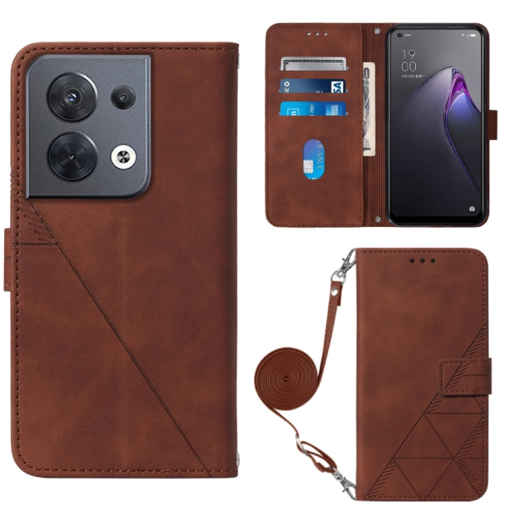 Crossbody 3D Embossed Flip Leather Phone Case, For OPPO Reno8, For OPPO Reno8 Pro, For OPPO Reno8 Pro+, For OnePlus Nord 2T