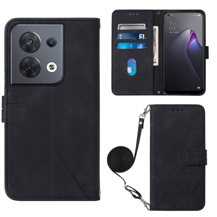Crossbody 3D Embossed Flip Leather Phone Case, For OPPO Reno8, For OPPO Reno8 Pro, For OPPO Reno8 Pro+, For OnePlus Nord 2T