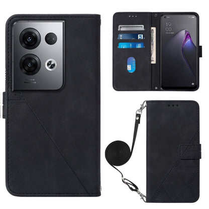 Crossbody 3D Embossed Flip Leather Phone Case, For OPPO Reno8, For OPPO Reno8 Pro, For OPPO Reno8 Pro+, For OnePlus Nord 2T