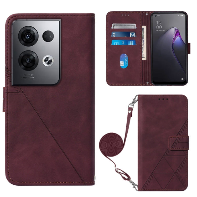 Crossbody 3D Embossed Flip Leather Phone Case, For OPPO Reno8, For OPPO Reno8 Pro, For OPPO Reno8 Pro+, For OnePlus Nord 2T