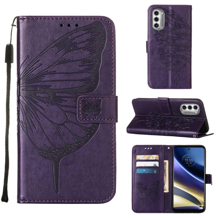 Embossed Butterfly Flip Leather Phone Case, For Motorola Moto G42, For Motorola Moto G52j 5G, For OPPO K10 Pro 5G