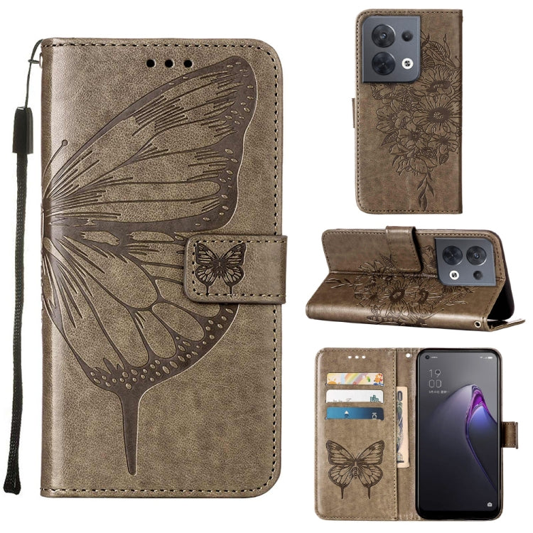 Embossed Butterfly Flip Leather Phone Case, For OPPO Reno8, For OPPO Reno8 Pro, For OPPO Reno8 Pro+
