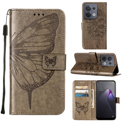 Embossed Butterfly Flip Leather Phone Case, For OPPO Reno8, For OPPO Reno8 Pro, For OPPO Reno8 Pro+