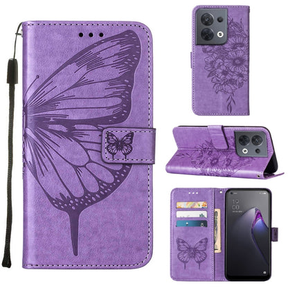 Embossed Butterfly Flip Leather Phone Case, For OPPO Reno8, For OPPO Reno8 Pro, For OPPO Reno8 Pro+