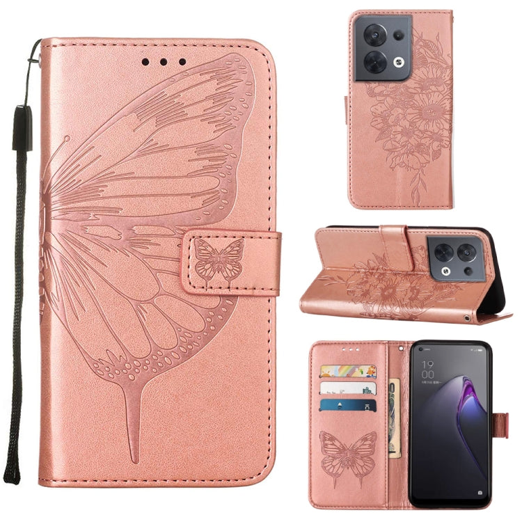 Embossed Butterfly Flip Leather Phone Case, For OPPO Reno8, For OPPO Reno8 Pro, For OPPO Reno8 Pro+