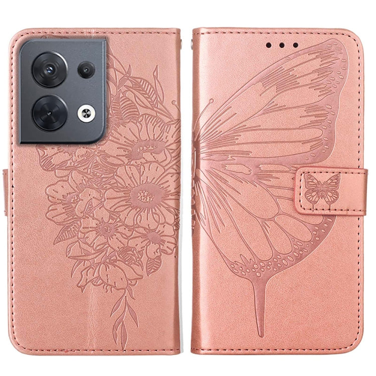 Embossed Butterfly Flip Leather Phone Case, For OPPO Reno8, For OPPO Reno8 Pro, For OPPO Reno8 Pro+
