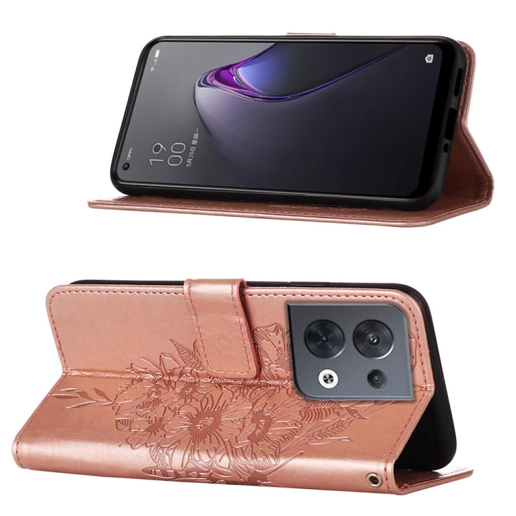 Embossed Butterfly Flip Leather Phone Case, For OPPO Reno8, For OPPO Reno8 Pro, For OPPO Reno8 Pro+