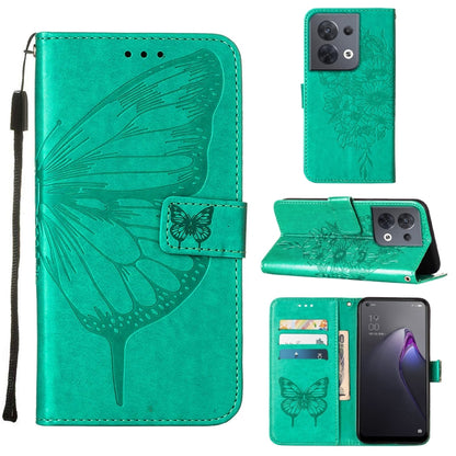 Embossed Butterfly Flip Leather Phone Case, For OPPO Reno8, For OPPO Reno8 Pro, For OPPO Reno8 Pro+