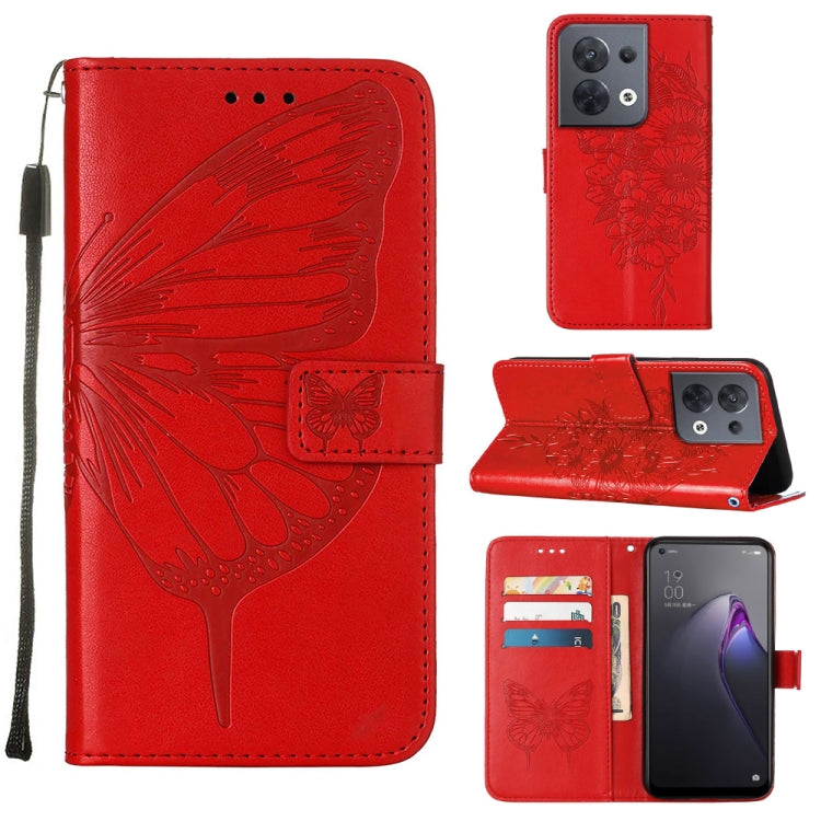 Embossed Butterfly Flip Leather Phone Case, For OPPO Reno8, For OPPO Reno8 Pro, For OPPO Reno8 Pro+