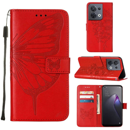 Embossed Butterfly Flip Leather Phone Case, For OPPO Reno8, For OPPO Reno8 Pro, For OPPO Reno8 Pro+
