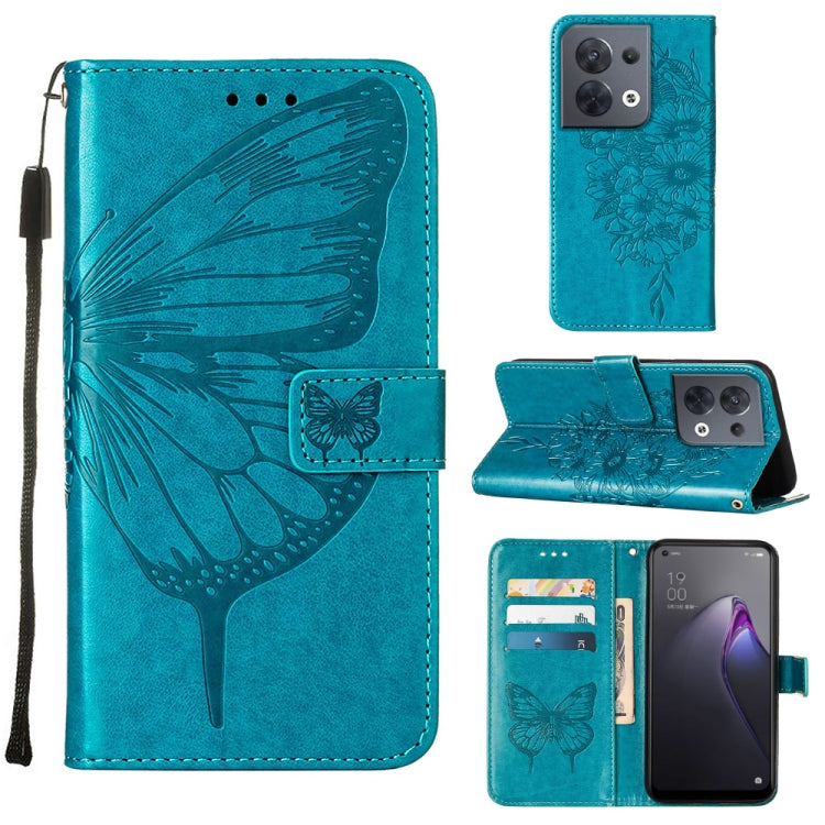 Embossed Butterfly Flip Leather Phone Case, For OPPO Reno8, For OPPO Reno8 Pro, For OPPO Reno8 Pro+