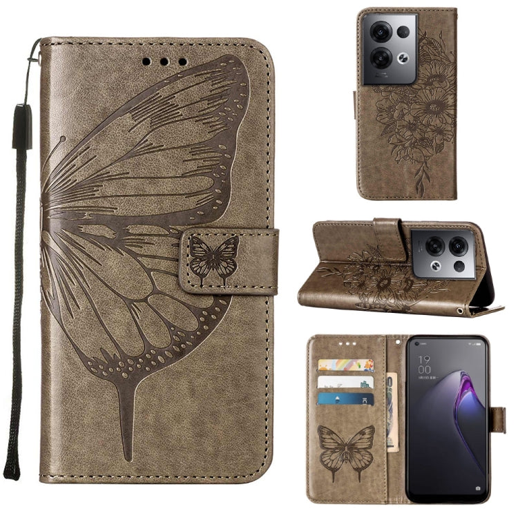 Embossed Butterfly Flip Leather Phone Case, For OPPO Reno8, For OPPO Reno8 Pro, For OPPO Reno8 Pro+