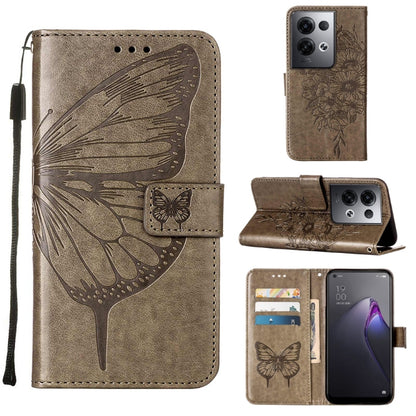 Embossed Butterfly Flip Leather Phone Case, For OPPO Reno8, For OPPO Reno8 Pro, For OPPO Reno8 Pro+