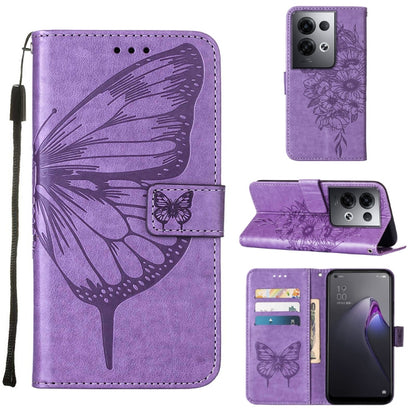 Embossed Butterfly Flip Leather Phone Case, For OPPO Reno8, For OPPO Reno8 Pro, For OPPO Reno8 Pro+