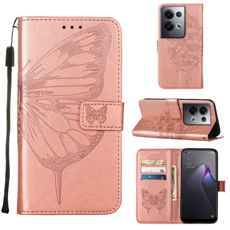 Embossed Butterfly Flip Leather Phone Case, For OPPO Reno8, For OPPO Reno8 Pro, For OPPO Reno8 Pro+