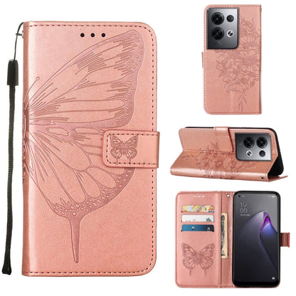 Embossed Butterfly Flip Leather Phone Case, For OPPO Reno8, For OPPO Reno8 Pro, For OPPO Reno8 Pro+