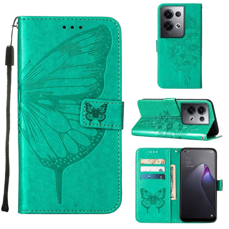 Embossed Butterfly Flip Leather Phone Case, For OPPO Reno8, For OPPO Reno8 Pro, For OPPO Reno8 Pro+
