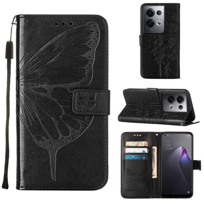 Embossed Butterfly Flip Leather Phone Case, For OPPO Reno8, For OPPO Reno8 Pro, For OPPO Reno8 Pro+