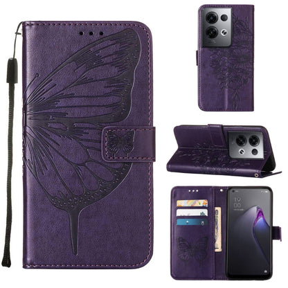 Embossed Butterfly Flip Leather Phone Case, For OPPO Reno8, For OPPO Reno8 Pro, For OPPO Reno8 Pro+