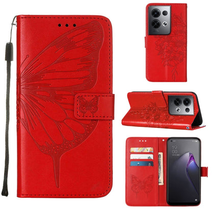 Embossed Butterfly Flip Leather Phone Case, For OPPO Reno8, For OPPO Reno8 Pro, For OPPO Reno8 Pro+
