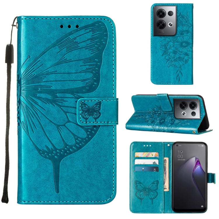 Embossed Butterfly Flip Leather Phone Case, For OPPO Reno8, For OPPO Reno8 Pro, For OPPO Reno8 Pro+