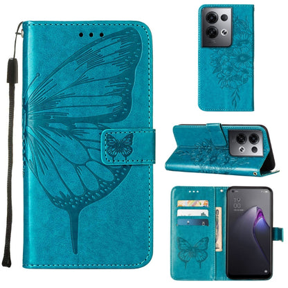Embossed Butterfly Flip Leather Phone Case, For OPPO Reno8, For OPPO Reno8 Pro, For OPPO Reno8 Pro+