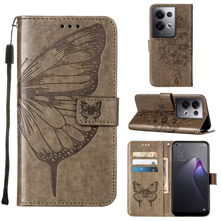 Embossed Butterfly Flip Leather Phone Case, For OPPO Reno8, For OPPO Reno8 Pro, For OPPO Reno8 Pro+