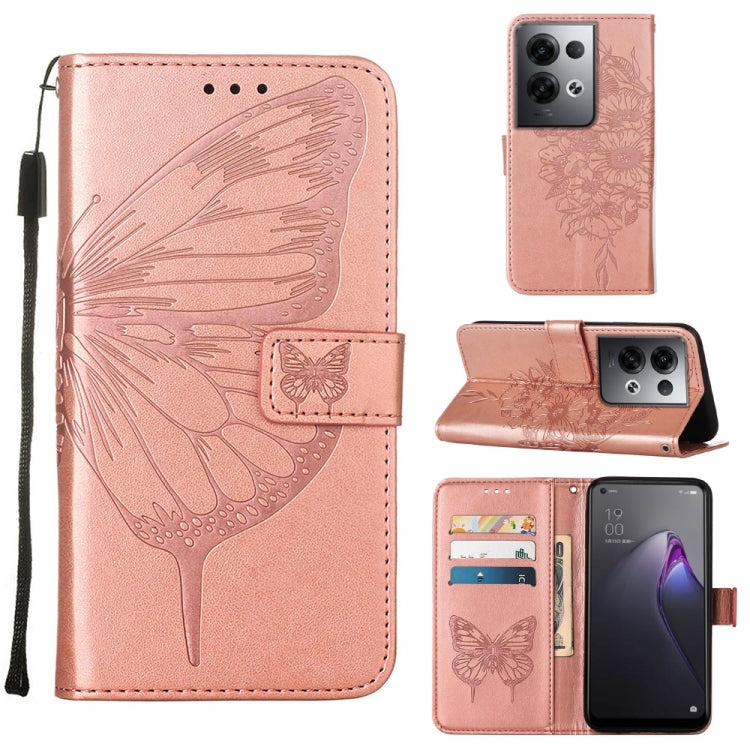 Embossed Butterfly Flip Leather Phone Case, For OPPO Reno8, For OPPO Reno8 Pro, For OPPO Reno8 Pro+
