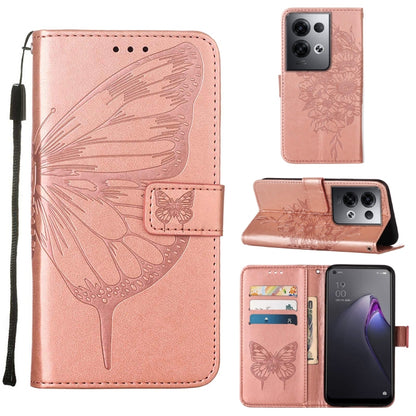 Embossed Butterfly Flip Leather Phone Case, For OPPO Reno8, For OPPO Reno8 Pro, For OPPO Reno8 Pro+
