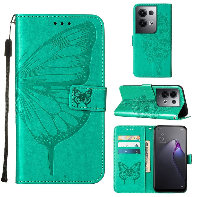 Embossed Butterfly Flip Leather Phone Case, For OPPO Reno8, For OPPO Reno8 Pro, For OPPO Reno8 Pro+
