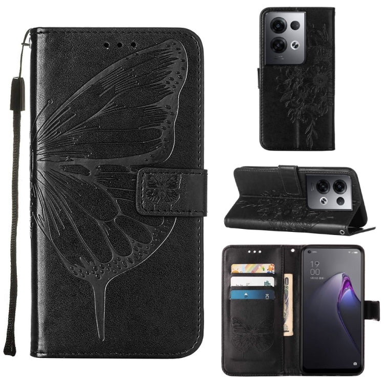 Embossed Butterfly Flip Leather Phone Case, For OPPO Reno8, For OPPO Reno8 Pro, For OPPO Reno8 Pro+