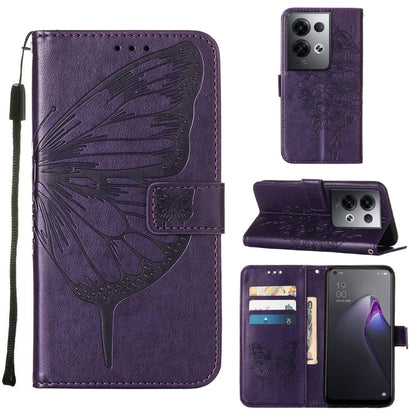 Embossed Butterfly Flip Leather Phone Case, For OPPO Reno8, For OPPO Reno8 Pro, For OPPO Reno8 Pro+