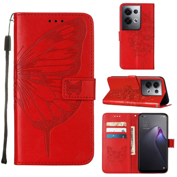 Embossed Butterfly Flip Leather Phone Case, For OPPO Reno8, For OPPO Reno8 Pro, For OPPO Reno8 Pro+