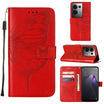 Embossed Butterfly Flip Leather Phone Case, For OPPO Reno8, For OPPO Reno8 Pro, For OPPO Reno8 Pro+