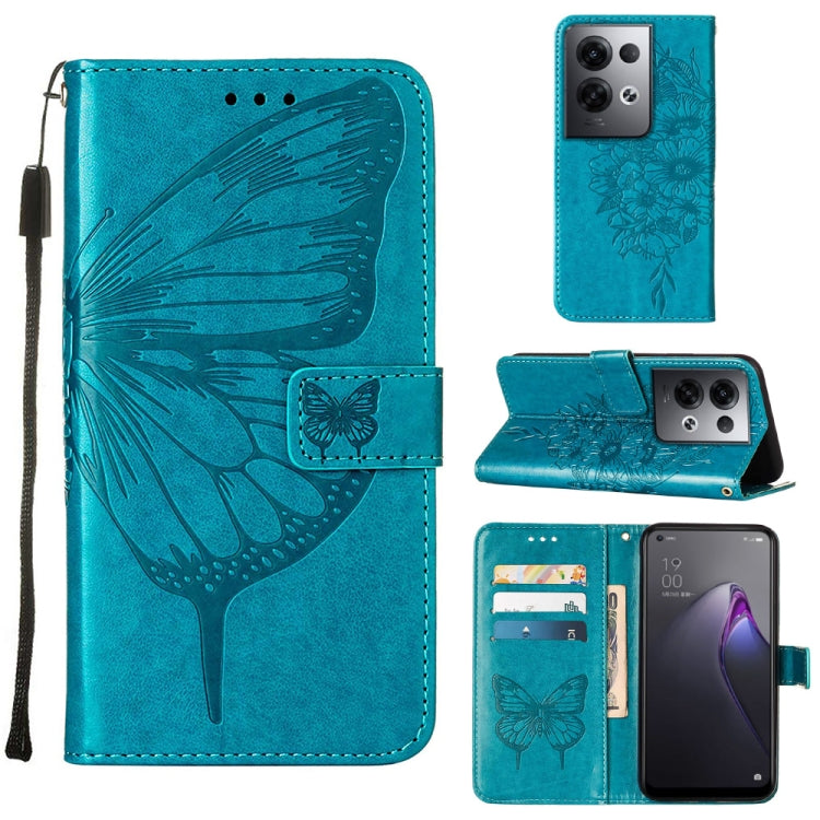 Embossed Butterfly Flip Leather Phone Case, For OPPO Reno8, For OPPO Reno8 Pro, For OPPO Reno8 Pro+