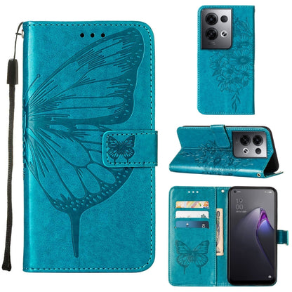 Embossed Butterfly Flip Leather Phone Case, For OPPO Reno8, For OPPO Reno8 Pro, For OPPO Reno8 Pro+