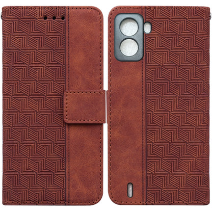 Geometric Embossed Leather Phone Case, For Tecno Spark 6 GO, For Motorola Moto G62 5G, For Tecno Pop 6 No Fingerprints, For OPPO A57 2022 4G