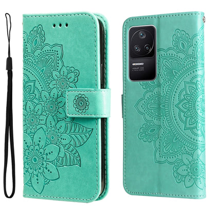 7-petal Flowers Embossing Leather Case, For Xiaomi Redmi K40S / Poco F4, For Xiaomi Redmi Note 11T Pro/Poco X4 GT
